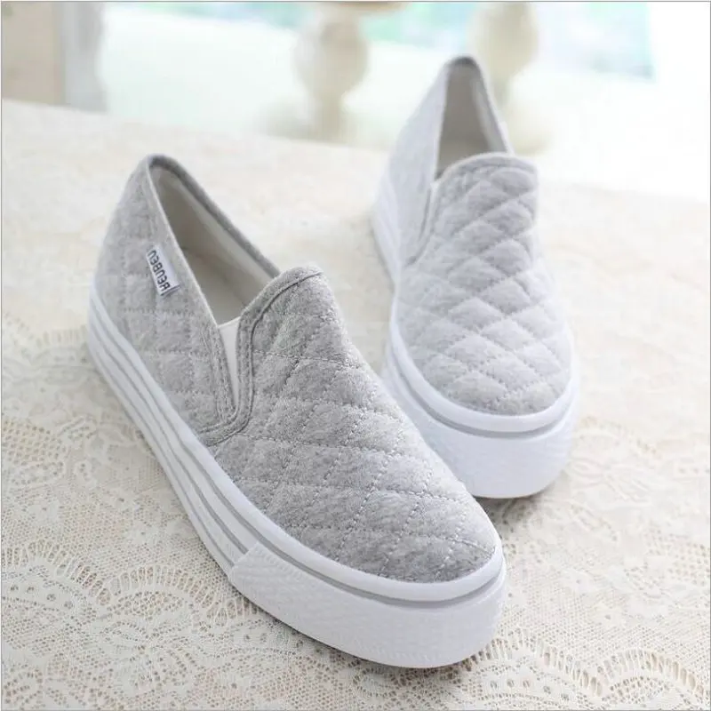 NEW Woman Thick bottom Casual Vulcanize Shoes Womens Canvas Solid Colour Sneakers White Fashion Platform Walking Footwear dfc