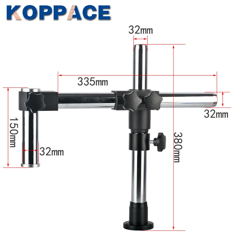 KOPPACE Single Arm Microscope Black Bracket Horizontal Movement 235mm Column Diameter 32mm Height 380mm