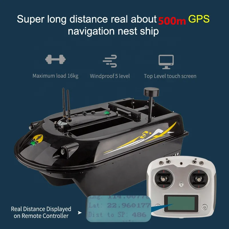 

New Sea Fishing Bait Boat GPS Auto Navigation 3 Hull 4 Boay 8kg Loading 500M RC Distance Fishing lure Nest Boat Nesting Boat Toy