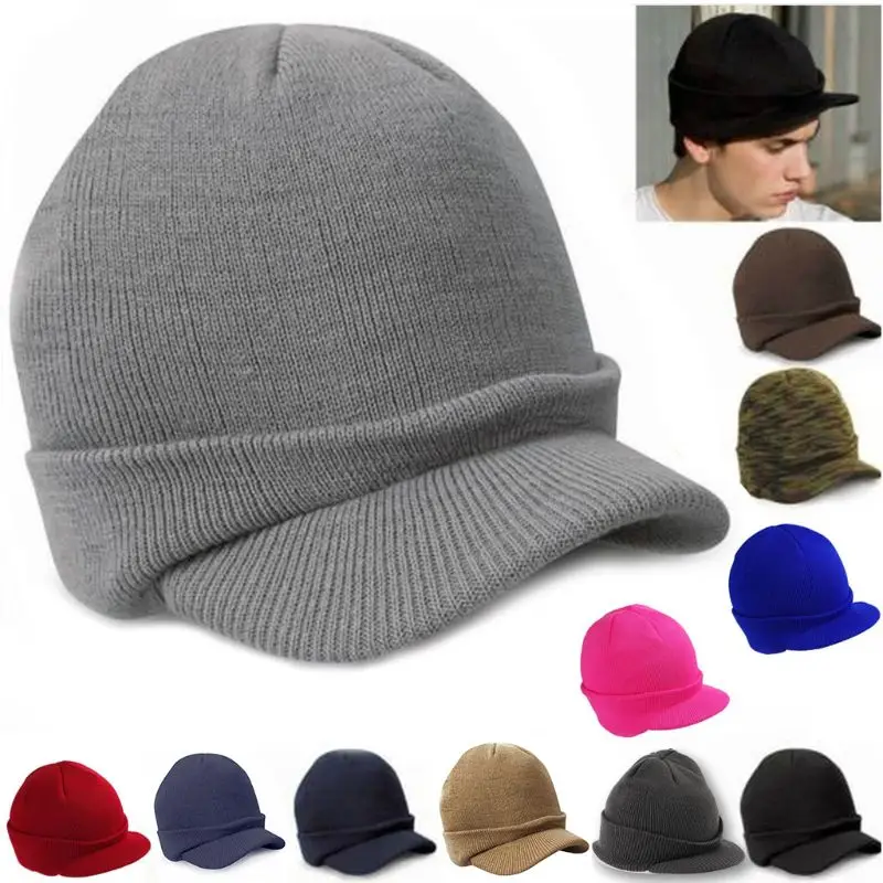 Men Women Winter Knit Baggy Beanie Oversize Fashion Hat Visor Cap Drop Ship