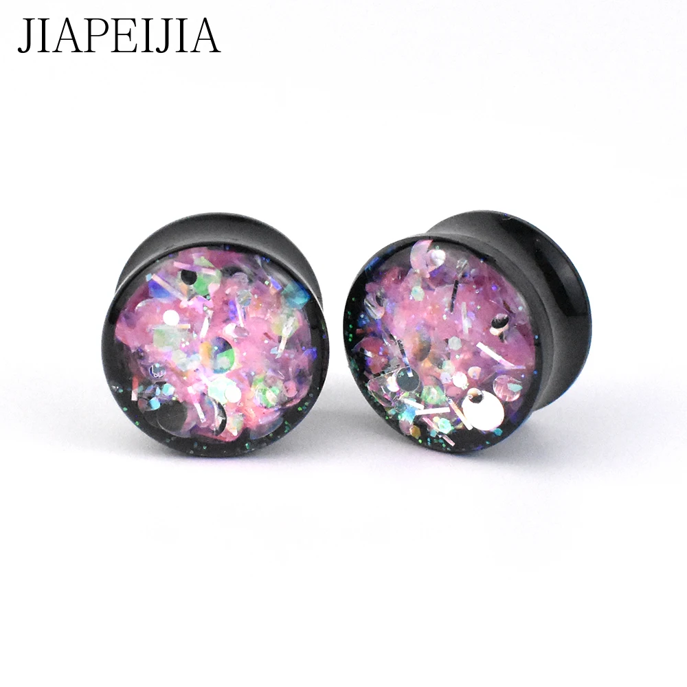 6-30mm Colorful Paillette Acrylic Ear Tunnels Gauge and Plugs Stretcher Expander Piercing Earring