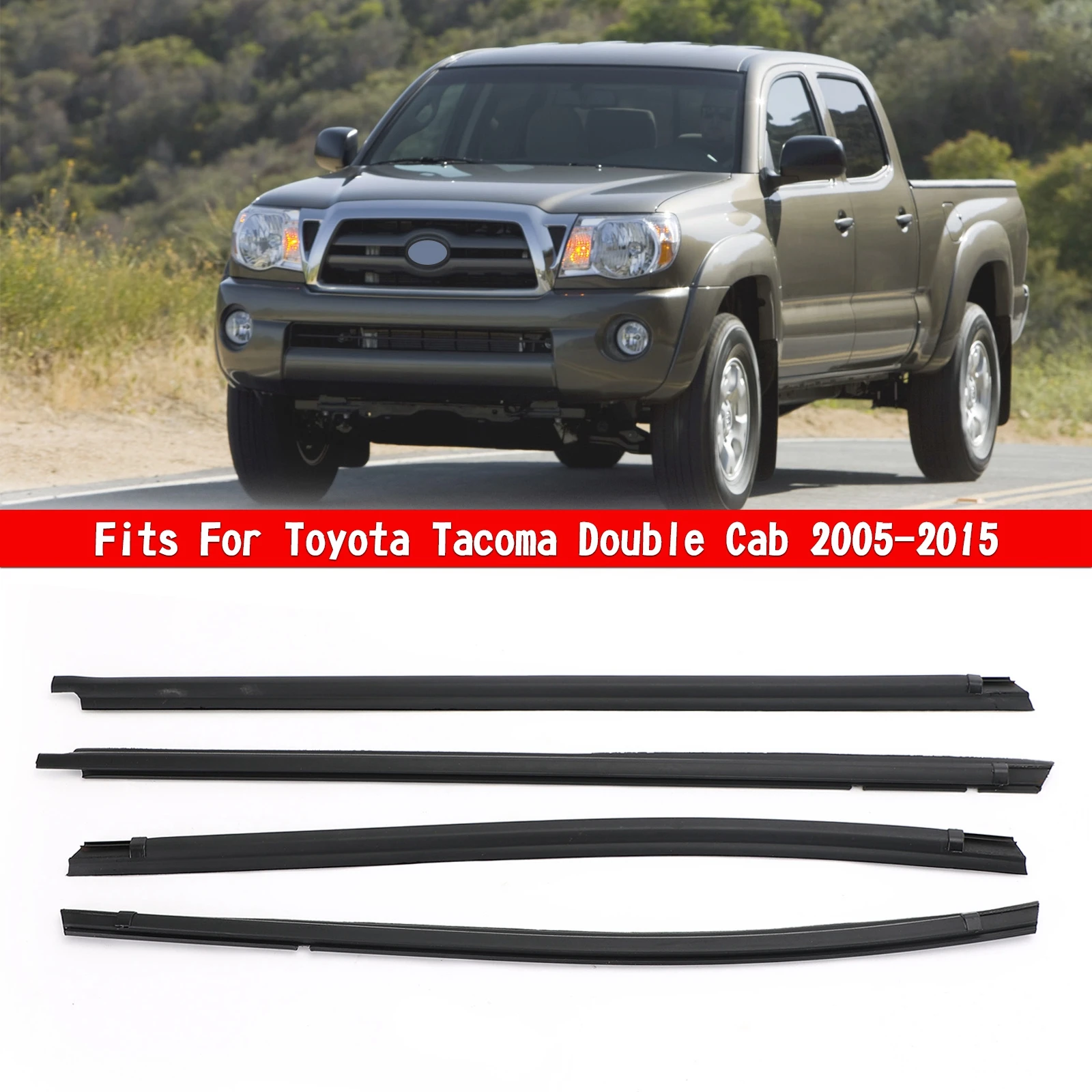 

Artudatech Car Outside Window Weatherstrip Seal Belt Moulding For Tacoma Double Cab 05-2015 Car Accessories