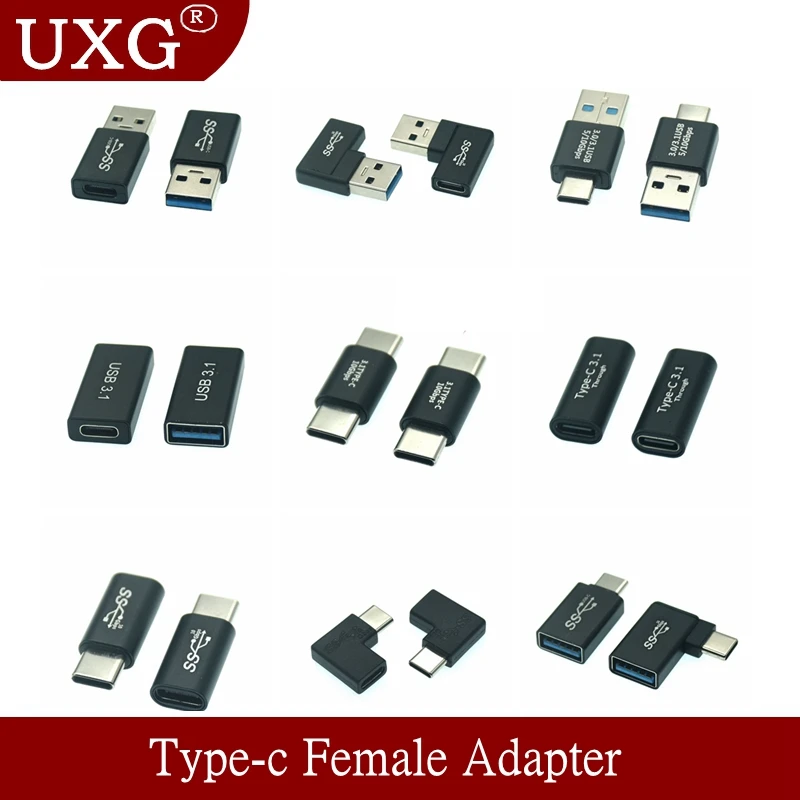 

90 Degree USB 3.1 Type C Female to USB A female B Male to Female Adapter OTG Type C to usb 3.0 Male Female Converter Connector