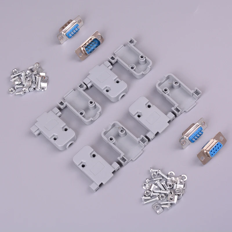 2set RS232 Serial Port Connector DB9 Female Male Socket Plug Connector 9 Pin Copper RS232 COM Adapter With Plastic Case
