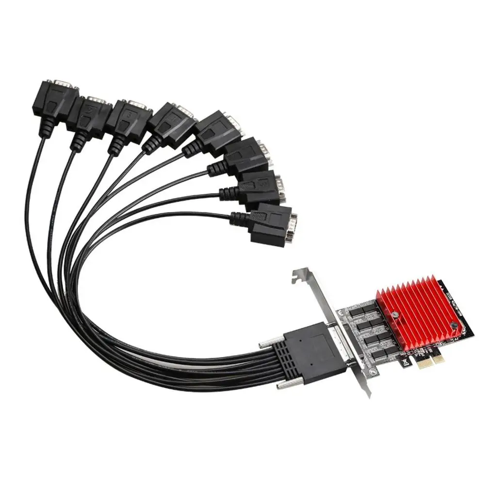 8 Port PCIE to DB9 RS232 Serial Port to PCIE Riser Card Serial Controller Card PCI-E Express Extension Card Converter Adapter