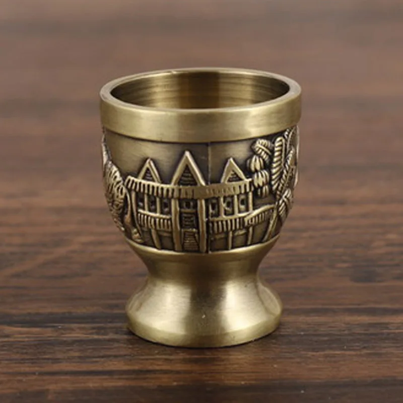 Russia Vintage European Style Bronze White Wine Cup Carving Creative Pattern Personalized Household Furnishing Articles TB Sale