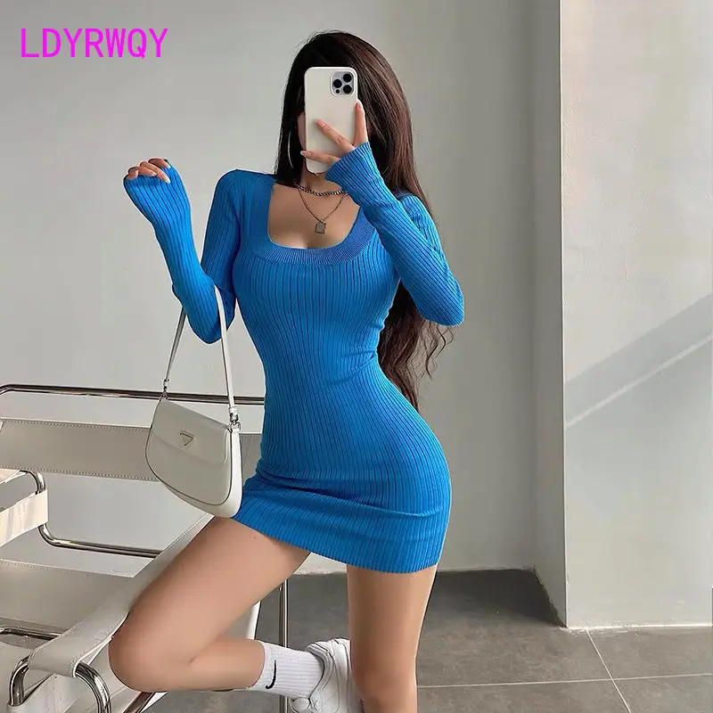 2022 Europe and the United States sexy show figure show chest stretch inner dress with waist bag hip tight body bottoming