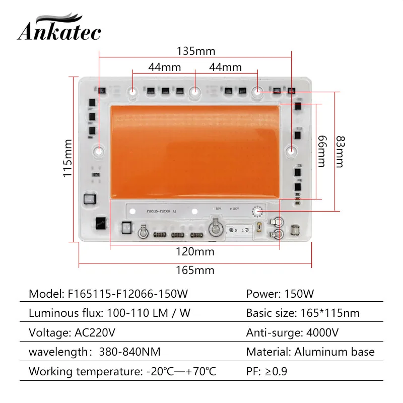 Imagem -02 - Luz Led para Crescimento 150w 200w Cob Full Spectrum Chip Cob Ac220v Módulo de Luz Led Interno Amplo Espectro 380840nm