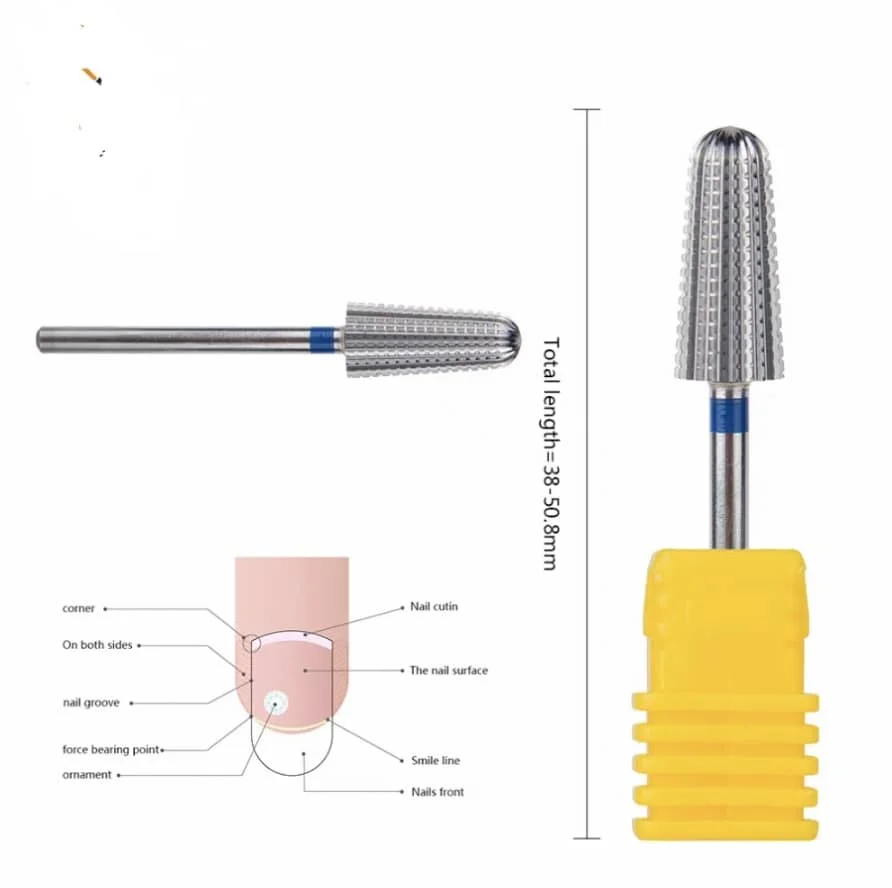 5in1Tapered Safety Carbide Nail Drill Bits With Cut  Drills Carbide Milling Cutter For Manicure Remove Gel Nails Accessories