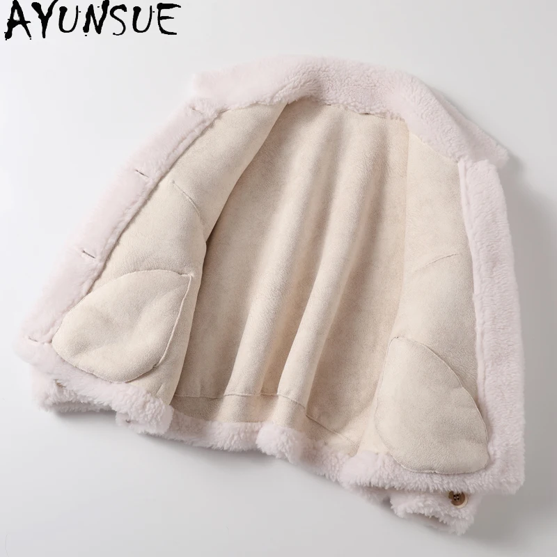 AYUNSUE Casual Short Wool Coat Female Winter 2021 Korean Sheep Shearing Jacket Women\'s Clothing Casacos Femininos Inverno Gxy435