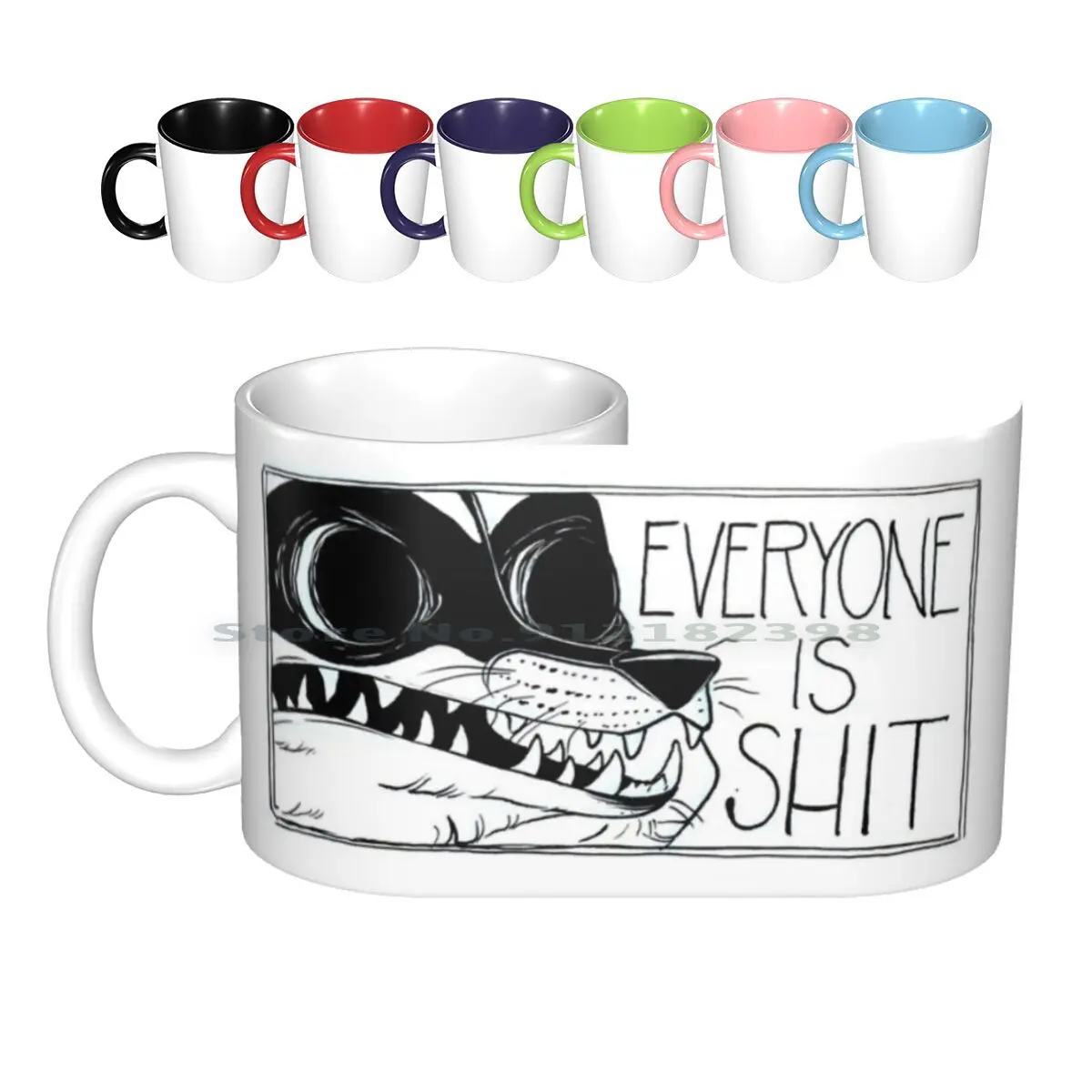 Everyone Is Shit Ceramic Mugs Coffee Cups Milk Tea Mug Raccoon Comic Ink Creative Trending Vintage Gift Bottle Cup