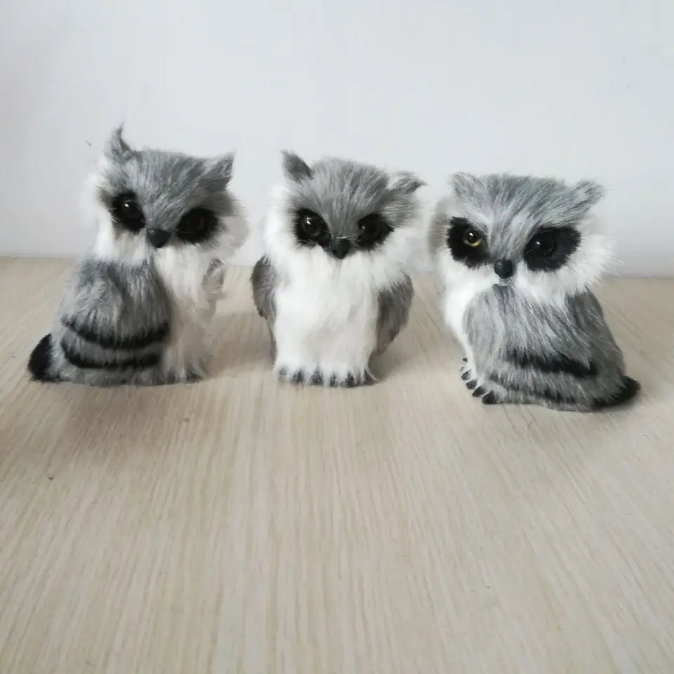 

plastic&furs owl mini 7x6cm hard model night owls one lot / 3 pieces handicraft prop home decoration toy gift d2027