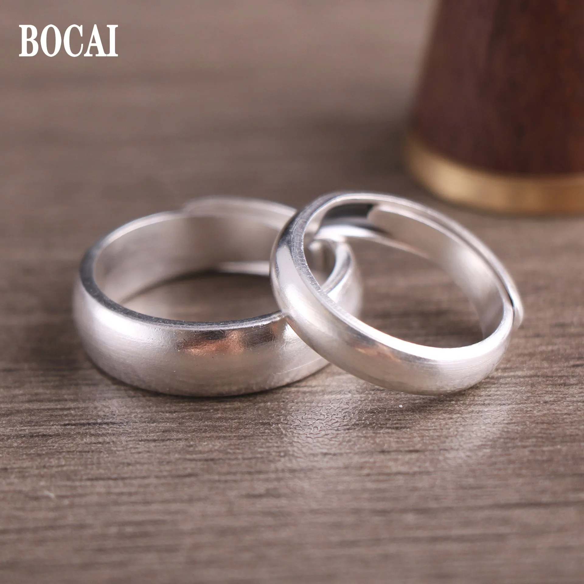 

BOCAI Real S999 Silver Jewelry Retro Ethnic Style Simple Pure Glossy Trendy Couple Ring for Wen and Women