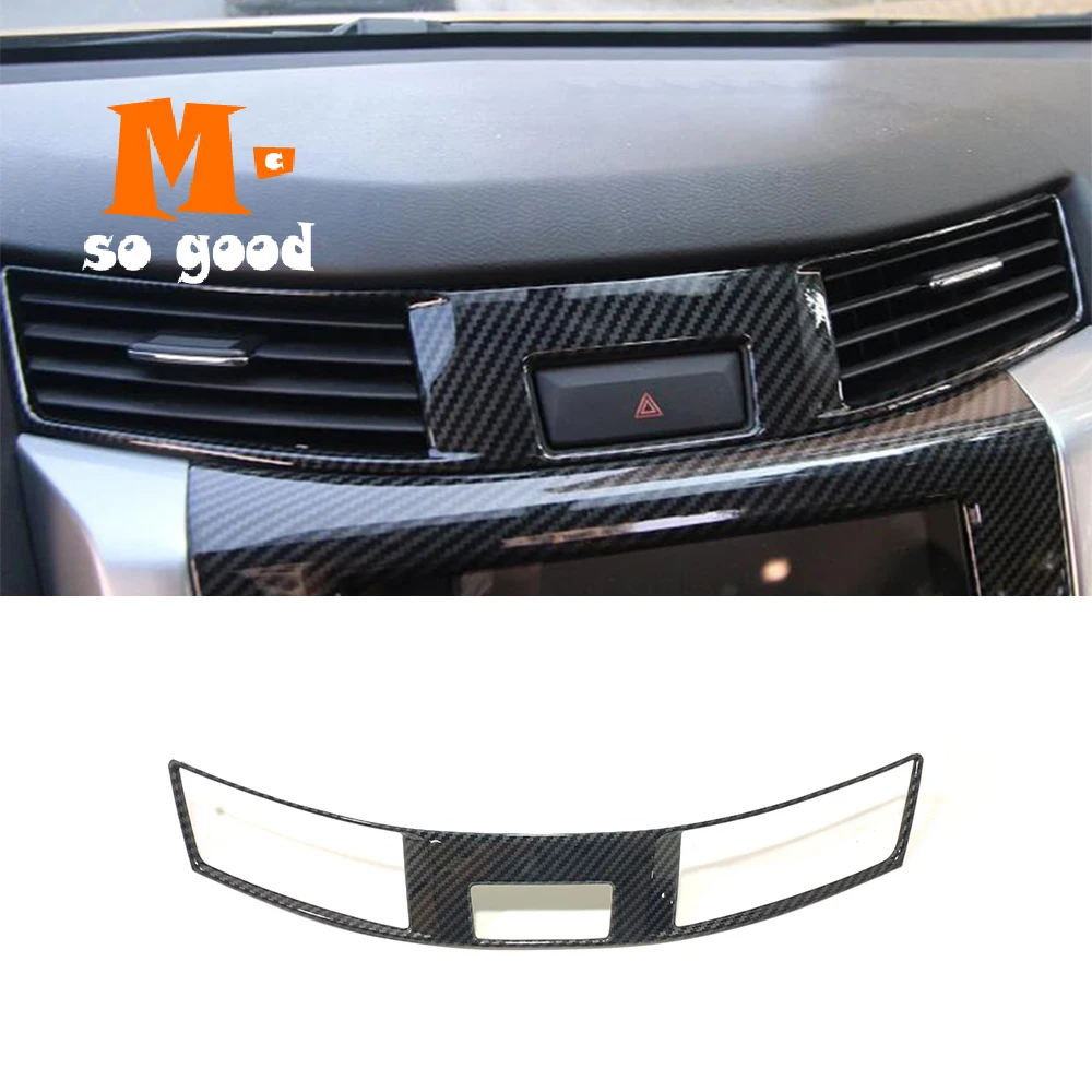 2017 2018 2019 For Nissan Navara NP300 middle air outlet Decoration decor Cover Trim Carbon Fibre Car Styling Car Accessories