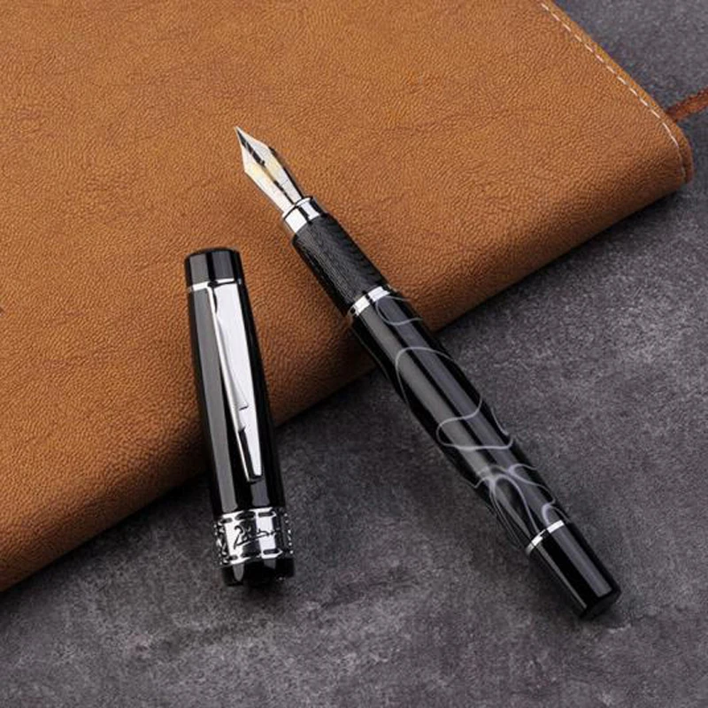 

Picasso 915 Business Black & Grey Pimio Marble Celluloid Fountain Pen 22KGP Medium Nib Eurasian Feelings Gift Box Optional