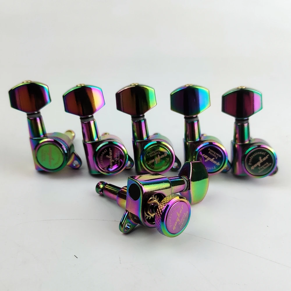 Guyker Guitar Locking Tuners -1:18 Lock String Tuning Key Pegs Machine Head Replacement for ST TL SG LP-Chameleon Rainbow