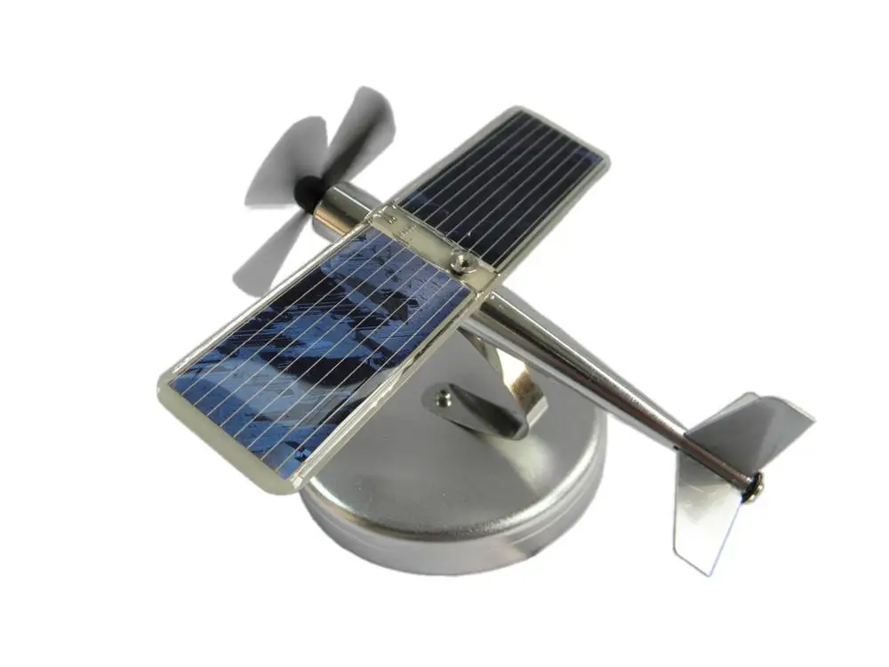 CHANCS Decorative Aircraft Model Solar Power 0.4W Assembled Solar Plane Kit Stainless Steel