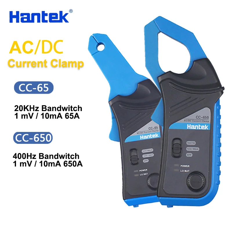 Hantek AC/DC Current Clamp for Oscilloscope CC-65 CC650 20KHz/400Hz Bandwidth 1mV/10mA 65A/650A with BNC Plug Oscilloscopi Probe