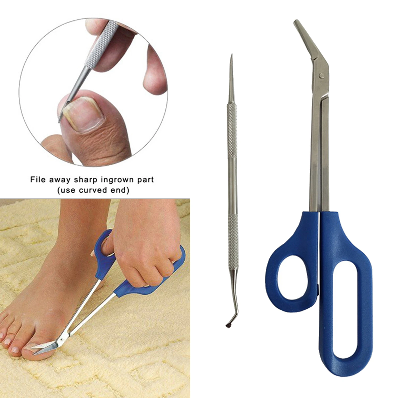 Long Handle Toenail Scissors for Seniors - Unique Design for Easy Use - Toe Clippers for Men and Women