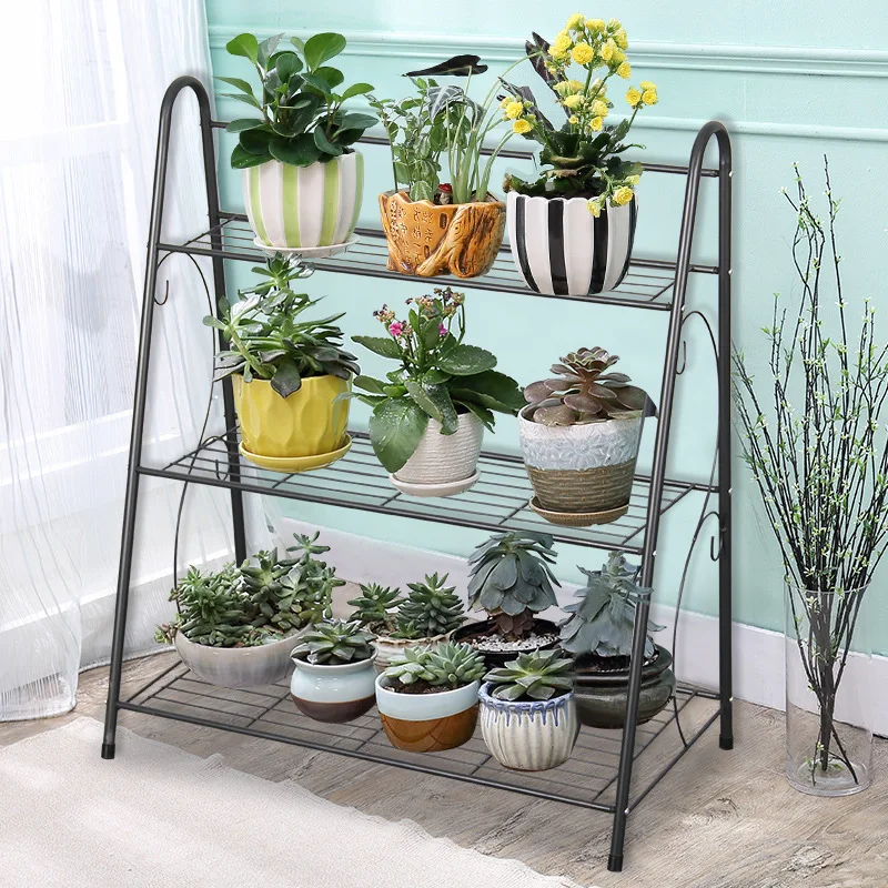 3 Layers Iron Flower Pot Stands Plant Shelf Stand Succulent Rack Balcony Simple Indoor Garden Shelves Shoes Book Rack Home Decor