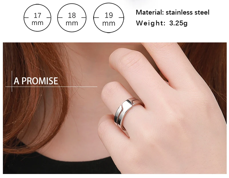 COOLTIME Einfache Mode Ring Edelstahl Casual Paar Ringe Hochzeit Schmuck Jahrestag Geschenk Großhandel anillos hombre – Detail 15