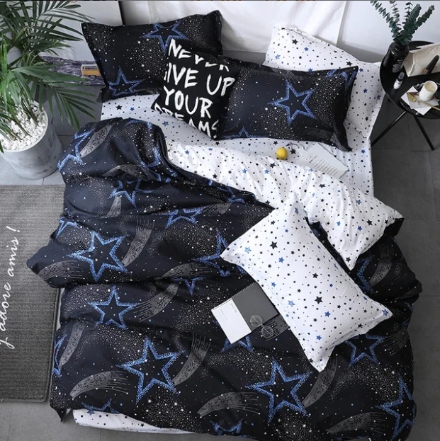 

Printed Bedding Sets Queen Size Duvet Cover Set Single Double King Bed Linen flat Sheet Plaid Bedclothes Beddingset bear