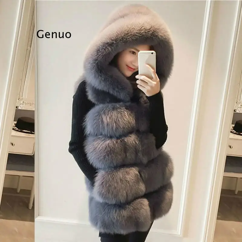 Faux Fur Sleeveless Vest Winter Thick Coats Women New Fashion Casual Jacket Warm Slim Fake Fox Outerwear Women Winter Vest