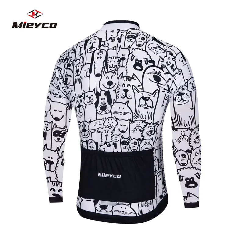 Bianco Del Gatto Del Fumetto di Ciclismo Su Strada Jersey 2020 Mens Manica Lunga Montagna Bicicletta Da Corsa Abbigliamento Maillot Ropa Ciclismo