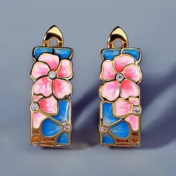 New fashion enamel flower ladies hug earrings retro bohemian round earrings creative for women jewelry gift wholesale