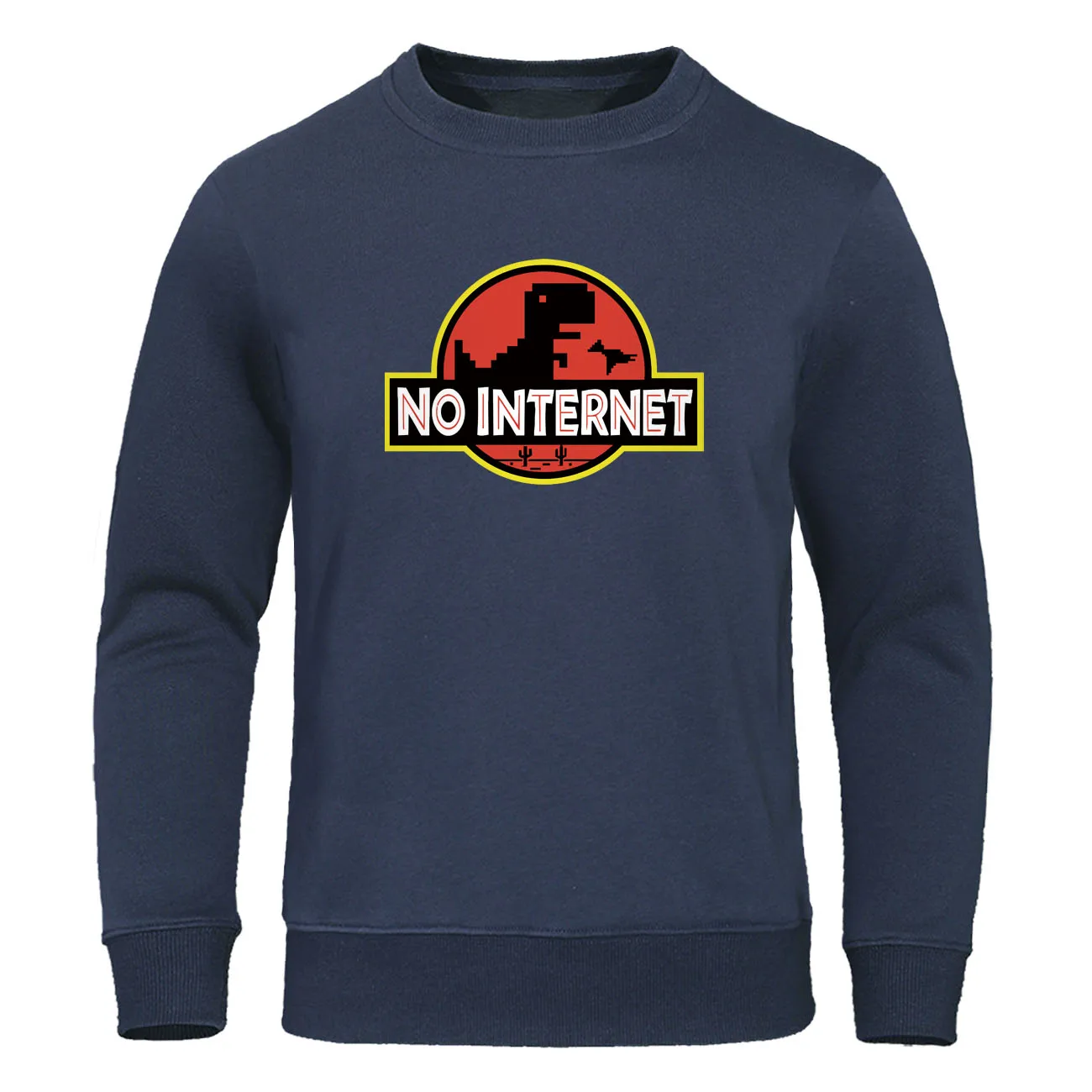 

Men Auutmn Winter Warm Hoodie Sweatshirt Novelty Dinosaur Printed No internet Hoodies Hip Hop Men's Streetwear Harajuku Hoody