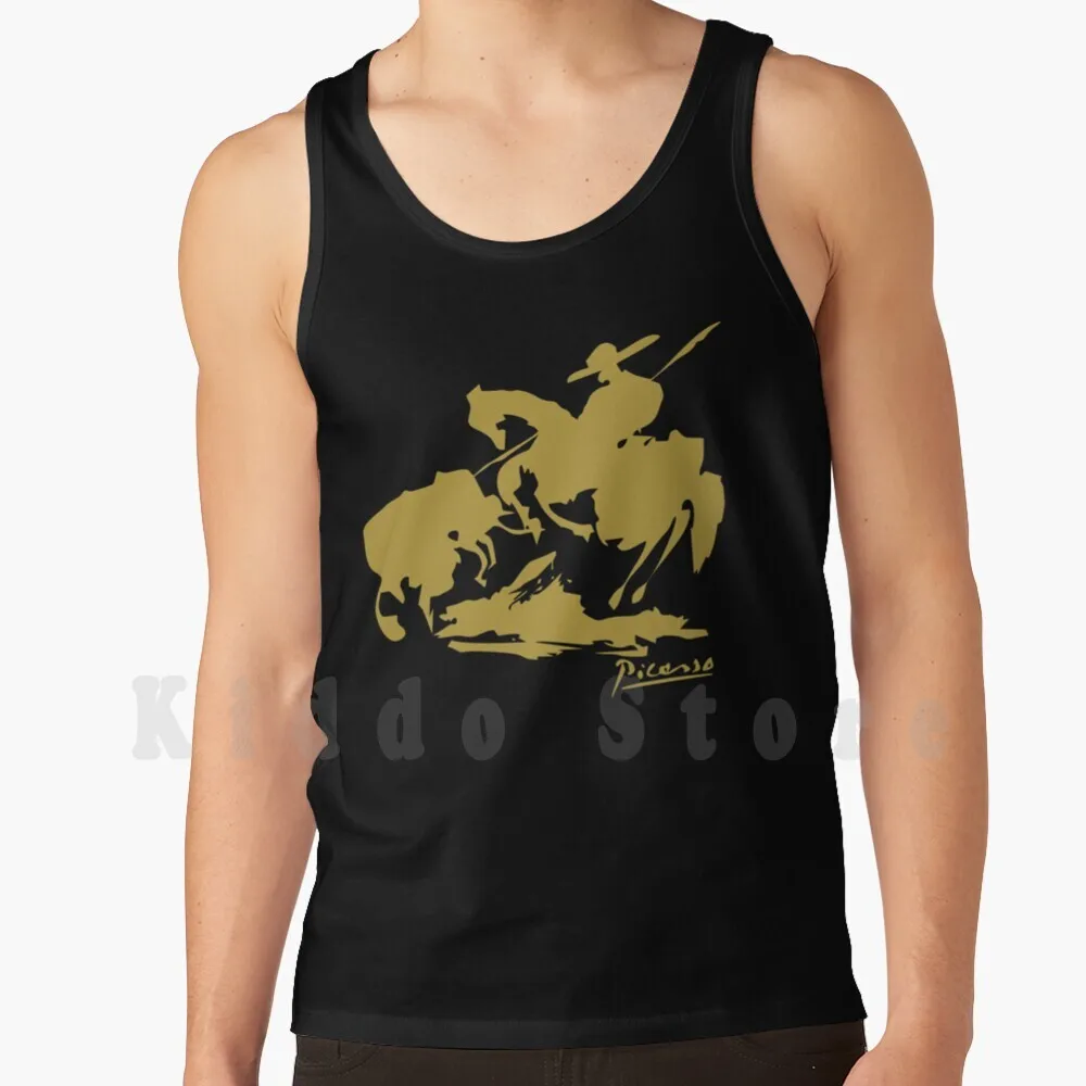 Picasso Bullfighting Gold Tank Tops Vest Sleeveless Picasso Pablo Escobar Bullfighting Bullfight
