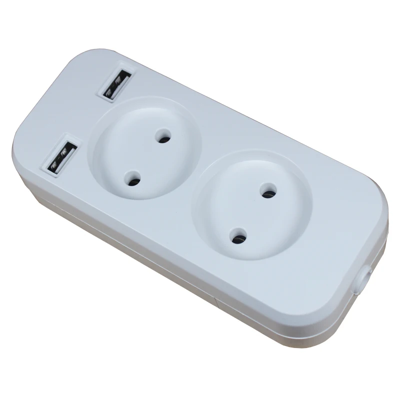 2019 new design 2 socket European 5V 2A USB extension socket usb outlet LLE-02 White color