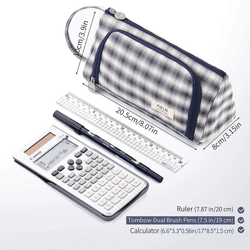 Organisateur trousse de papeterie treillis grande capacité pochette à crayons Style britannique poignée stylo sac cadeau pour l'école adolescente fille garçon Plaid