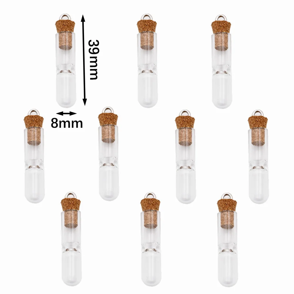 SNASAN-botella de reloj de arena de cristal con alfiler de ojo de corcho, conjunto de hallazgos de joyería, colgante de collar, dijes de vidrio DIY,