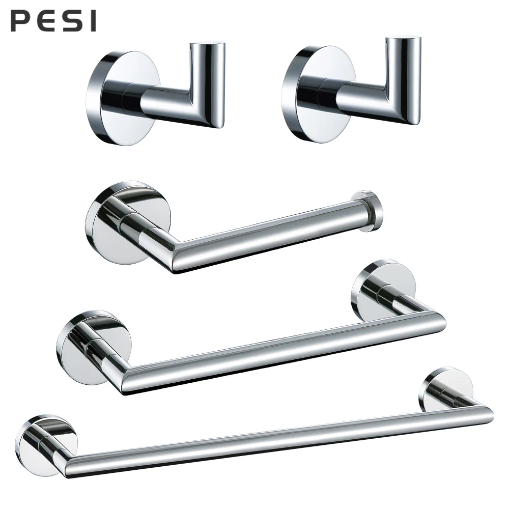 Bathroom Sets Robe Hook Towel Bar Rail Rack Toilet Paper Dispenser Holder Shelf Tissue Paper Toothbrush Holder Brushed Steel.