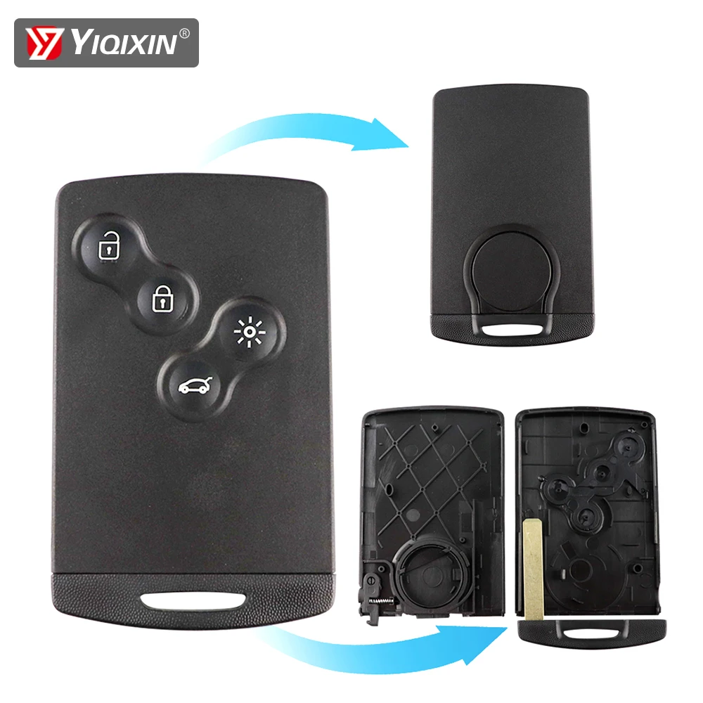 YIQIXIN Keyless Go Entry 4 Buttons Smart Card Car Key Shell For Renault Megane Laguna Koleos Fluence Scenic Clio Captur Key Case