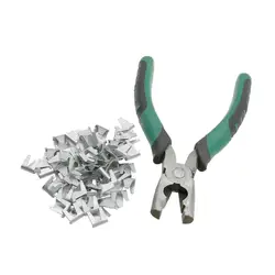 1 Pcs Snap Pliers + 400Pcs Card Buckle Nails Cage Assembling Forceps and Nails Chicken Rabbit Cat Dog Cage Fastening Accessories