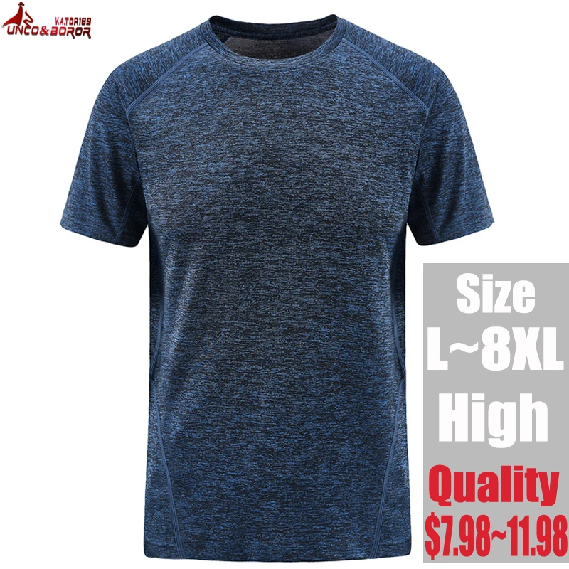 Plus Size 6XL 7XL 8XL Summer Streetwear Hip Hop Clothing Men T-Shirt outwear quick Dry sportswear joggers running Tops&Tees