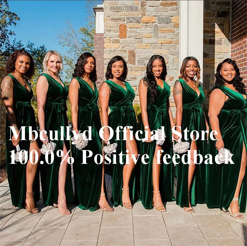 Elegant Dark Green African Bridesmaid Dresses Long 2023 Luxury Velvet Dress for Wedding Party High Split Kenya Vestido madrinha