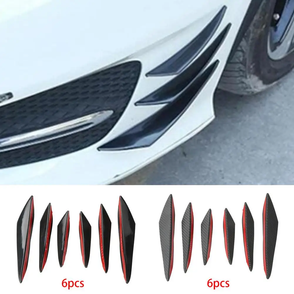 6PCS Universal Car Front Bumper Splitter Lip Spoiler Diffuser Guard Body Kit