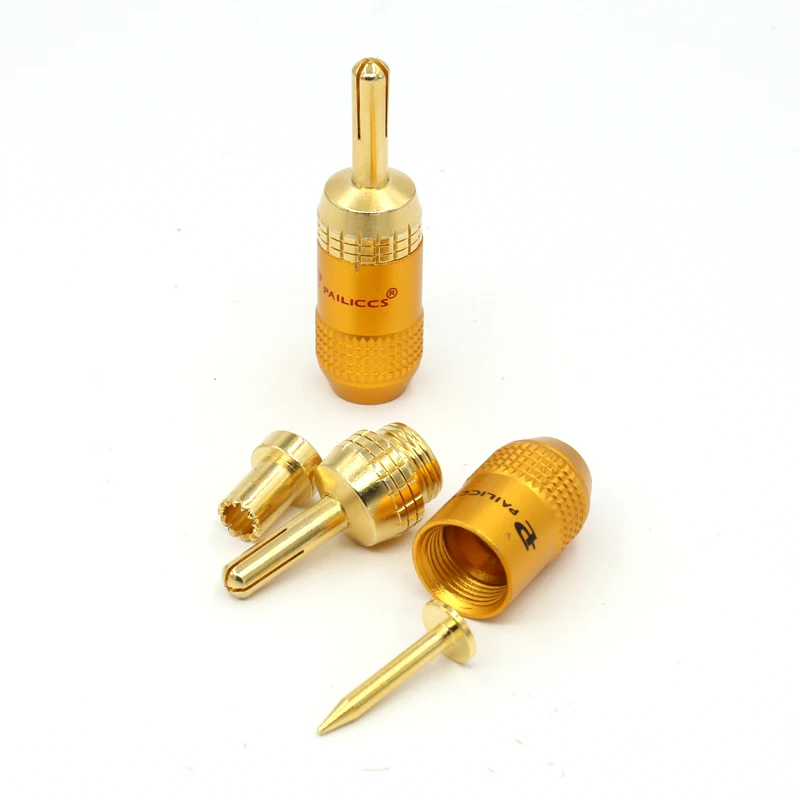10 PCS/lot hifi audio PAILICCS Gold Plated Banana Plug Connector for Speaker Cable Solder