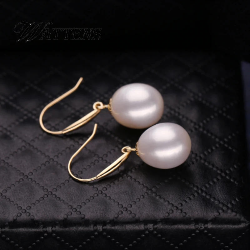 18k Gold Earrings Natural Freshwater Pearl Antiallergic 18K Real Gold Drop Earrings For Women Wedding Party Pearl Jewelry gift