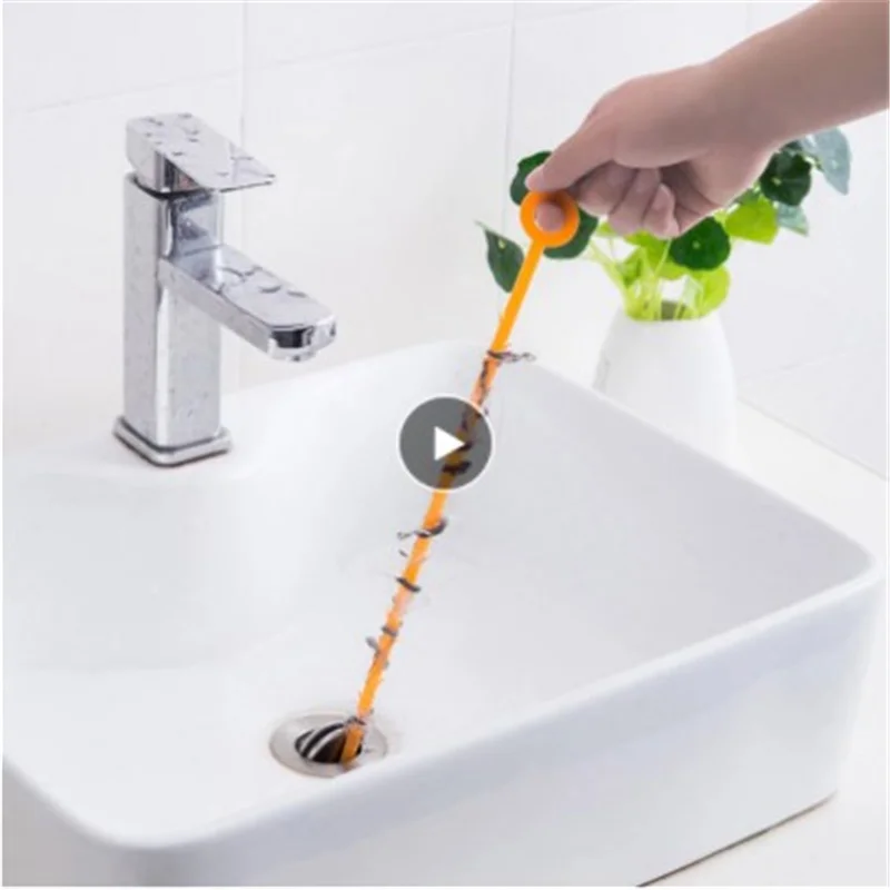 1PC Dredger Pipe 47.5*3cm Kitchen Sink Sewer Toilet Dredging Tool Snake Brush Tools Bathroom Kitchen Accessories Cleaning Brush