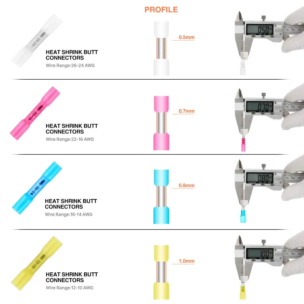 330/200/100PCS Heat Shrink Butt Connectors-Waterproof Electrical Wire Connectors-Insulated Crimp Connectors Butt Splice