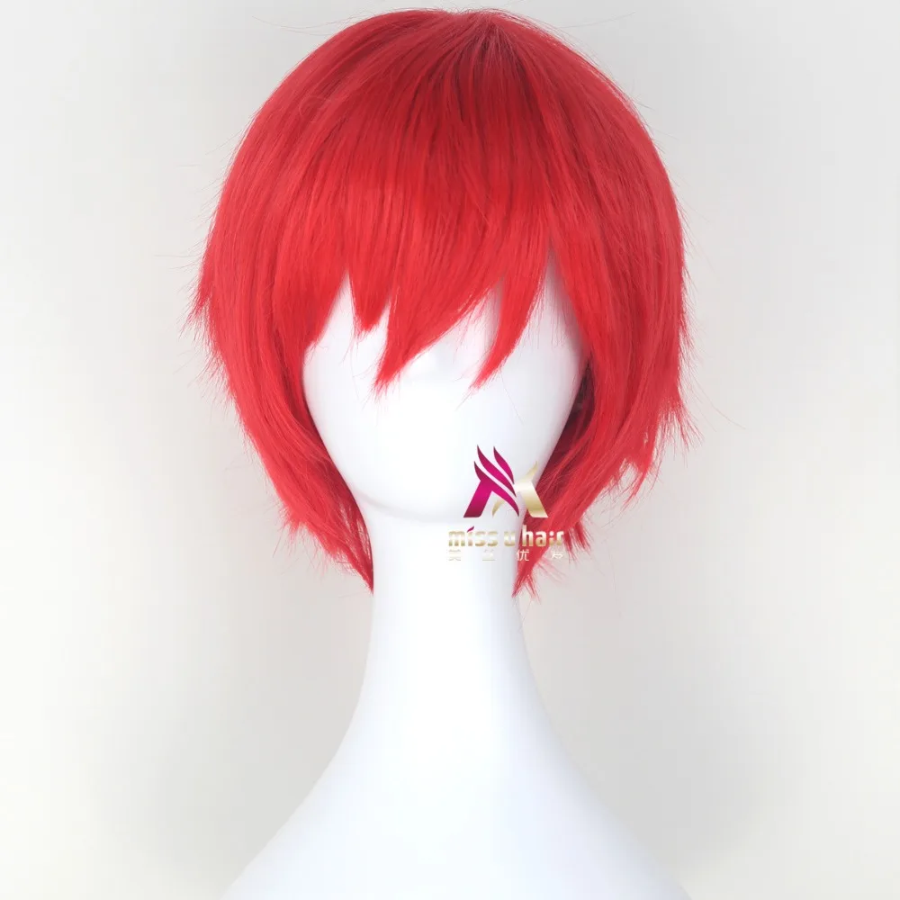 Japanese Anime Assassination Classroom Karma Akabane Akashi Seijuro / Sasori Short Flame Red Cosplay Wig Costume +wig cap