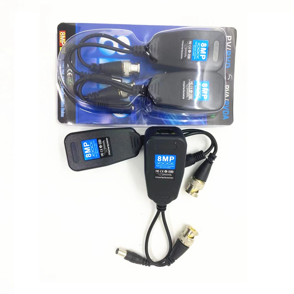 BNC To RJ45 4K 8MP Passive Video Power Balun CCTV Twisted Pair Transceiver For CCTV Camera