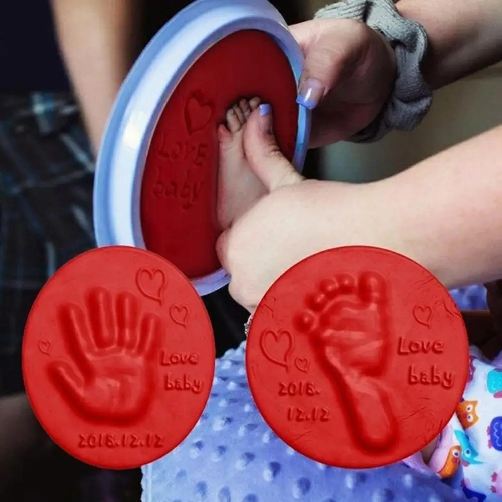 Confezione di argilla morbida Baby Handprint impronta Kit impronta genitore-figlio mano Inkpad impronta digitale regali per la crescita del bambino argilla per asciugatura all'aria