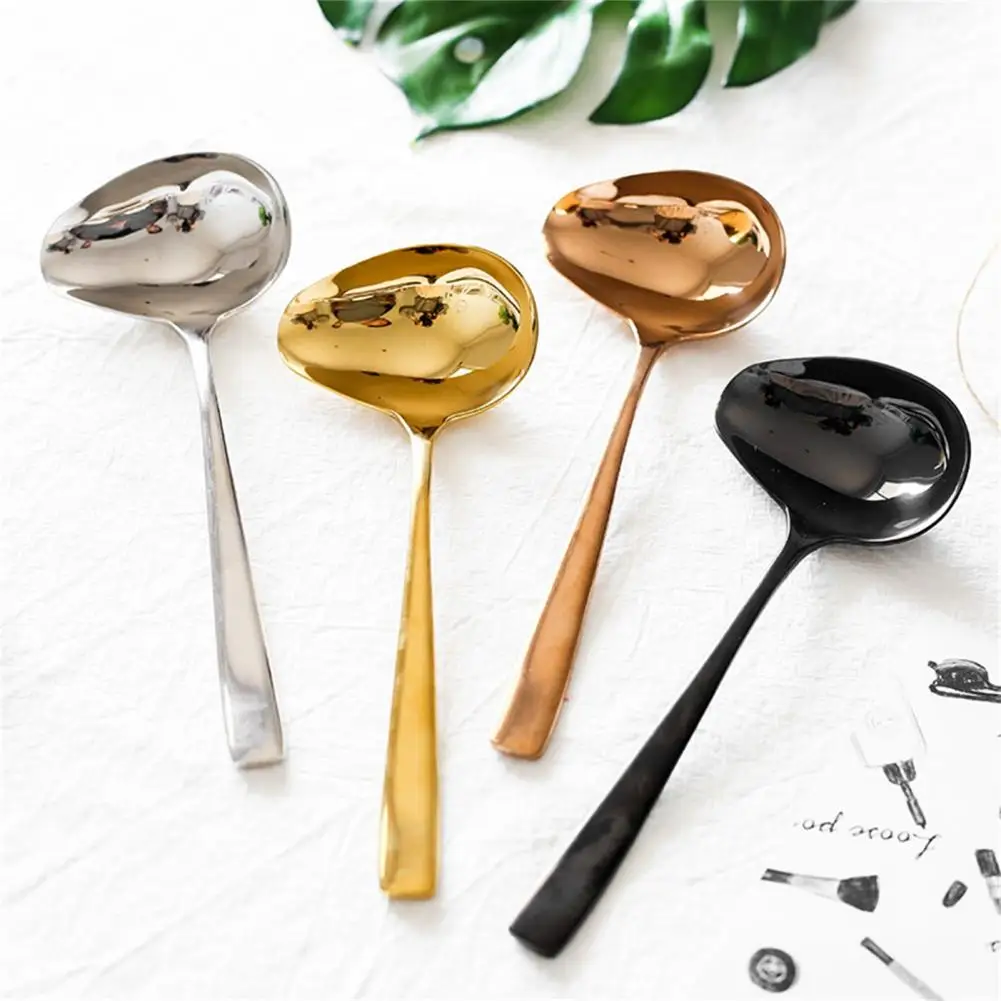 Sauce Drizzle Spoon Solid Reusable Stainless Steel Rust Proof Safe Hot Pot Soup Ladle for Kitchen