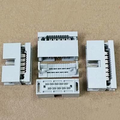 5pcs 2.54 mm IDC Socket Female 10 14 16 20 26 30 34 40 50 60 64Pin Flat Cable Connector for Box Header Male Gray white