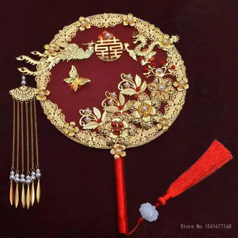 Wedding Bridal Group Fan, Handmade Chinese Hand Bouquets, Ancient Style Happy Fan, Finished Big Decorative Fan, Wedding Gift